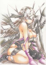 Rule 34 | angel, angewomon, bandages, chain, covered eyes, digimon, highres, mask, multiple wings, wings