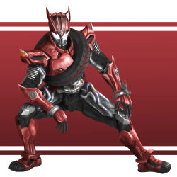 Rule 34 | 1boy, armor, belt, belt-san, compound eyes, contrapposto, drive driver, gloves, helmet, highres, kamen rider, kamen rider drive, kamen rider drive (series), male focus, mask, red armor, red background, red belt, red footwear, rider belt, shift brace, shift car, solo, standing, tire, tsubasansan, two-tone background, type speed, white background, white eyes