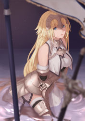 Rule 34 | 1girl, armor, armored dress, blonde hair, blue eyes, breasts, chain, dress, fate/apocrypha, fate (series), gauntlets, headpiece, jeanne d&#039;arc (fate), jeanne d&#039;arc (ruler) (fate), jeanne d&#039;arc (third ascension) (fate), kneeling, long hair, solo, water, whitem (whiteemperor2020)