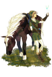Rule 34 | 1boy, bad id, bad pixiv id, blonde hair, blue eyes, boots, earrings, epona, fairy, gloves, green shirt, highres, horse, instrument, jewelry, link, male focus, navi, nintendo, ocarina, pointy ears, shirt, smile, the legend of zelda, the legend of zelda: ocarina of time, vient