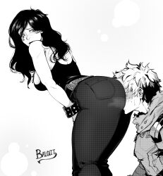 1boy 1girl 1male1female 1women 2024 absurdres ass balgitt black_hair black_jeans black_pants black_shirt black_tank_top boku_no_hero_academia comic_book_character commission commissioner_upload crack_pairing crossover dc_comics death death_(dc) death_(entity) death_of_the_endless deku denim face_between_ass face_in_ass face_on_ass femdon goth_fashion highres jeans midoriya_izuku older_woman_and_younger_man pants shirt smell smelling smelling_ass smelling_clothes sniffing_clothes tank_top the_sandman_(dc) victorbalgitt watermark