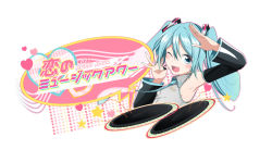 Rule 34 | 1girl, agonasubi, aqua eyes, aqua hair, aqua nails, aqua necktie, armpits, bare shoulders, black sleeves, blush, cropped torso, detached sleeves, from side, grey shirt, hair ornament, hands up, hatsune miku, headset, heart, highres, long hair, looking at viewer, nail polish, necktie, one eye closed, open mouth, shirt, sleeveless, sleeveless shirt, smile, solo, song name, speaker, star (symbol), twintails, upper body, very long hair, vocaloid, white background