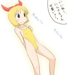 Rule 34 | annaka haruna, blonde hair, bow, breasts, nichijou, small breasts, tagme, text focus, tomboo, translation request