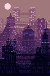 building cityscape commentary english_commentary full_body night night_sky no_humans original outdoors purple_theme sky tofupixel window