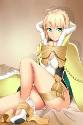 Rule 34 | 1girl, ahoge, artoria pendragon (all), artoria pendragon (fate), artoria pendragon (swimsuit archer) (fate), artoria pendragon (swimsuit archer) (third ascension) (fate), bow, breasts, cape, cleavage, fate/grand order, fate/stay night, fate (series), fur-trimmed cape, fur trim, green eyes, high heels, highres, medium breasts, saber (fate), shiki (love-saber), smile, solo, swimsuit, thighs