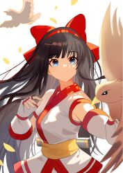 Rule 34 | 1girl, absurdres, ainu clothes, black hair, blue eyes, breasts, fingerless gloves, gloves, hair ribbon, highres, large breasts, legs, long hair, looking at viewer, mamahaha, nakoruru, open mouth, pants, parted lips, ribbon, samurai spirits, snk, the king of fighters, thighs, weapon