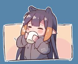 Rule 34 | 1girl, = =, animal ears, blunt bangs, blush stickers, center-flap bangs, chibi, chibi only, closed eyes, commentary, cup, drinking, elun (elun 00), english commentary, grey jacket, holding, holding cup, hololive, hololive english, hood, hooded jacket, jacket, long hair, long sleeves, mole, mole under eye, mug, ninomae ina&#039;nis, ninomae ina&#039;nis (loungewear), official alternate costume, orange hair, pointy ears, sidelocks, solo, steam, straight hair, tentacle hair, upper body, virtual youtuber