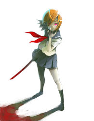 Rule 34 | 00s, 1girl, blood, higurashi no naku koro ni, orange hair, red eyes, ryuuguu rena, school uniform, serafuku, solo, sword, weapon, weno