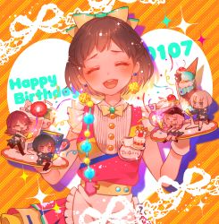 Rule 34 | 10s, 5girls, :d, ^ ^, afterglow (bang dream!), aoba moca, apron, bang dream!, baseball cap, belt, black hat, black jacket, bow, bowtie, brown hair, character name, cherry, closed eyes, clothes around waist, collared shirt, confetti, cup, dated, dress, drinking straw, earrings, flower, food, frills, fruit, grey hair, hair bow, half updo, happy birthday, hat, hazawa tsugumi, ice cream, jacket, jacket around waist, jewelry, long hair, low twintails, mamaloni, mini person, minigirl, mitake ran, mug, multicolored clothes, multicolored dress, multicolored hair, multiple girls, name tag, open mouth, paint stains, pinafore dress, pink hair, pom pom (clothes), pom pom earrings, purple eyes, red flower, red hair, shirt, short hair, sleeveless, sleeveless dress, smile, sparkle, streaked hair, sundae, twintails, udagawa tomoe, uehara himari, upper body, waist apron, waitress, white shirt, yellow neckwear