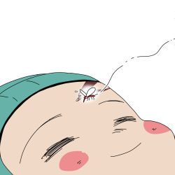 Rule 34 | 1boy, = =, blush stickers, bug, chibi, chinese commentary, close-up, commentary request, highres, insect, kamado tanjirou, kimetsu no yaiba, male focus, miin miin, mosquito, scar on face, scar on forehead, simple background, sleeping, smile, solo, white background