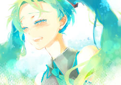 Rule 34 | bad id, bad pixiv id, closed eyes, face, hatsune miku, popoin, smile, solo, tears, twintails, vocaloid