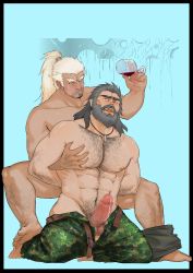 Rule 34 | 2boys, abs, arm hair, bara, beard, black-framed eyewear, black male underwear, blonde hair, blush, chest hair, clothed male nude male, commission, cum on penis, cup, dogephalus, drinking glass, erection, facial hair, forked eyebrows, full body, glasses, goatee, grabbing, grey hair, groping, hairy, jewelry, kneeling, large pectorals, leg hair, long hair, male focus, male underwear, mature male, medium hair, multiple boys, muscular, muscular male, navel, navel hair, necklace, nipples, no male underwear, nude, old, old man, original, pectoral grab, pectorals, penis, pouring, pouring onto another, precum, short hair, sideburns, stomach, tearing up, thick eyebrows, tooth necklace, topless male, uncensored, underwear, underwear around leg, wine glass, yaoi