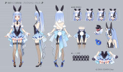 Rule 34 | 1girl, :d, animal, animal ears, animal hands, animal on shoulder, black dress, blue hair, breasts, detached sleeves, don-chan (usada pekora), dress, fake animal ears, fishnet thighhighs, fishnets, garter straps, gloves, hat, high heels, highres, hikosan, hololive, long hair, looking at viewer, mask, mini hat, mini top hat, multicolored hair, multiple views, necktie, open mouth, paw gloves, puffy short sleeves, puffy sleeves, rabbit ears, rabbit mask, red eyes, short necktie, short sleeves, sleeves past wrists, small breasts, smile, standing, thick eyebrows, thighhighs, top hat, two-tone hair, usada pekora, usada pekora (furi furi bunny dress), virtual youtuber, white hair