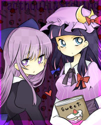 Rule 34 | 2girls, alternate costume, bad id, bad pixiv id, cosplay, costume switch, crossover, multiple girls, panty &amp; stocking with garterbelt, patchouli knowledge, patchouli knowledge (cosplay), purintowswsp, purple hair, stocking (psg), stocking (psg) (cosplay), touhou