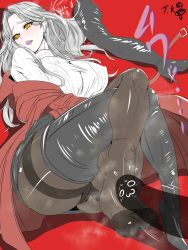 Rule 34 | 1girl, blush, boots, unworn boots, breasts, carmilla (fate), covered erect nipples, fate/grand order, fate (series), feet, footjob, high heel boots, high heels, highres, large breasts, crossed legs, long hair, looking away, panties, pantyhose, pantyshot, parted lips, pov, silver hair, steam, thigh boots, thighhighs, underwear, yellow eyes