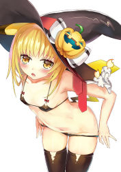 Rule 34 | 1girl, :o, bare arms, bikini, bikini pull, black bikini, black hat, black thighhighs, blonde hair, blush, bow, breasts, candle, clothes pull, comic, covered erect nipples, cowboy shot, creatures (company), fire, game freak, gen 1 pokemon, hair bow, halloween, hat, hat ribbon, jack-o&#039;-lantern, leaning forward, looking at viewer, micro bikini, nintendo, open mouth, panties, personification, pikachu, pikachu ears, pikachu tail, pokemon, pokemon ears, pokemon go, pokemon tail, red bow, red ribbon, ribbon, sakaraubito, simple background, skindentation, small breasts, solo, string bikini, swimsuit, tail, thigh gap, thighhighs, underwear, undressing, white background, white bow, witch hat, yellow eyes