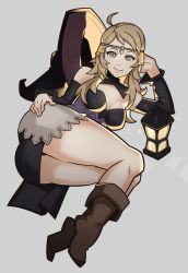 Rule 34 | 1girl, alternate costume, ass, blonde hair, breasts, circlet, cleavage, fire emblem, fire emblem fates, highres, lantern, large breasts, looking at viewer, nintendo, ophelia (fire emblem), solo, splashbrush, witch