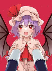 Rule 34 | 2girls, arms up, ascot, bat wings, belt, blue dress, blush, buttons, collared dress, crossed bangs, dress, fang, fangs, hair between eyes, hands on another&#039;s shoulders, hands up, hat, hat ribbon, heart, heart in eye, highres, izayoi sakuya, kirero, long sleeves, looking at another, looking at viewer, mob cap, multiple girls, open mouth, pink dress, pink headwear, puffy short sleeves, puffy sleeves, purple hair, red ascot, red background, red belt, red eyes, red ribbon, remilia scarlet, ribbon, short hair, short sleeves, simple background, smile, solo focus, standing, sweat, sweatdrop, symbol in eye, tongue, touhou, wings, wrist cuffs