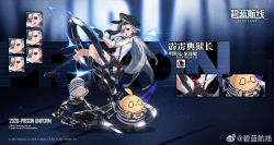 Rule 34 | 1girl, :d, alternate costume, azur lane, black footwear, black hair, black headwear, black shorts, boots, breasts, chain, character name, crop top, cuffs, electricity, expressions, floating hair, full body, grey hair, gun, hair ornament, hat, highres, holding, holding gun, holding weapon, knee boots, logo, long hair, looking at viewer, low ponytail, manjuu (azur lane), medium breasts, minsk (azur lane), minsk (thunderous jailor) (azur lane), multicolored hair, official art, open mouth, peaked cap, prison clothes, purple eyes, shirt, shisantian, shorts, sidelocks, sitting, sleeve cuffs, smile, suspender shorts, suspenders, taser, very long hair, watermark, weapon, white shirt
