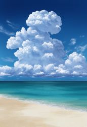 Rule 34 | beach, blue sky, cloud, commentary request, cumulonimbus cloud, day, highres, horizon, landscape, nature, no humans, ocean, original, outdoors, sand, scenery, shjjy296, shore, sky, summer
