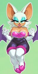 Rule 34 | 1girl, absurdres, animal ears, animal nose, bat ears, bat girl, bat wings, breasts, elbow gloves, eyeshadow, furry, furry female, gloves, green eyes, highres, large breasts, lipstick, looking at viewer, makeup, pink lips, riz, rouge the bat, solo, sonic (series), white fur, white gloves, wings