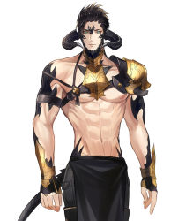 Rule 34 | 1boy, abs, armor, asymmetrical armor, asymmetrical clothes, au ra, bara, bare pectorals, beard, blue eyes, brown hair, character request, check character, chest harness, cowboy shot, demon boy, demon horns, demon tail, dragon boy, dragon horns, dragon tail, expressionless, facial hair, final fantasy, final fantasy xiv, harness, horns, large pectorals, loincloth, male focus, muscular, muscular male, navel, nipples, pauldrons, pectorals, pelvic curtain, scales, seum (kao husband), short hair, shoulder armor, single bare shoulder, solo, tail, warrior of light (ff14)