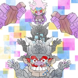 Rule 34 | 1boy, big nose, cleft chin, crown, disembodied limb, facial hair, glitch, looking at viewer, mustache, nintendo, official art, open mouth, pointy ears, red eyes, red hair, takeuchi kou, thick eyebrows, third-party source, wario, wario bug, warioware, warioware: get it together!