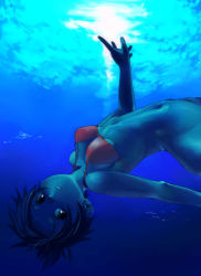 Rule 34 | bikini, blue theme, bottomless, satou toshiyuki, short hair, solo, swimsuit, tagme, underwater