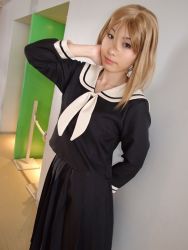 Rule 34 | akoda yae, blonde hair, cosplay, maria-sama ga miteru, photo (medium), satou sei, school uniform, serafuku