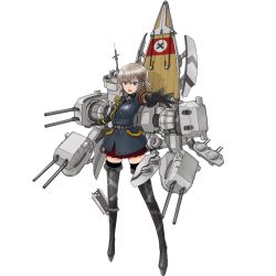 Rule 34 | 1girl, aiguillette, armband, belt, bismarck (warship girls r), black gloves, black shirt, black thighhighs, blue eyes, boots, breasts, buttons, cannon, cross, double-breasted, emblem, epaulettes, full body, gloves, grey footwear, grey hair, iron cross, jacket, js sang, long sleeves, looking at viewer, machinery, military, military jacket, military uniform, miniskirt, official art, open mouth, outstretched arm, pleated skirt, red skirt, shirt, short hair, skirt, solo, standing, teeth, thigh boots, thighhighs, transparent background, turret, uniform, warship girls r, zettai ryouiki