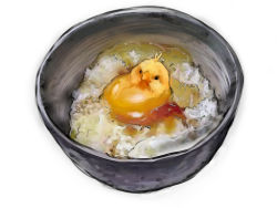 Rule 34 | animal focus, bird, bowl, chick, egg, food, food focus, hata hiroyuki, in bowl, in container, in food, no humans, original, rice