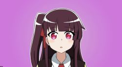 Rule 34 | 1girl, animated, animated gif, blush, closed eyes, closed mouth, embarrassed, full-face blush, girls&#039; frontline, long hair, looking at viewer, one side up, parody, purple background, purple eyes, purple hair, solo, steam, wa2000 (girls&#039; frontline), zentaiteki ni sensation