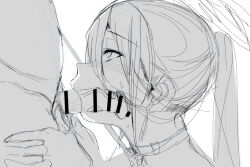 Rule 34 | 1boy, 1girl, blue archive, collar, fellatio, greyscale, hair between eyes, halo, hasumi (blue archive), hitomigi90, leash, long hair, monochrome, oral, penis, ponytail, simple background, sketch, white background, x-ray