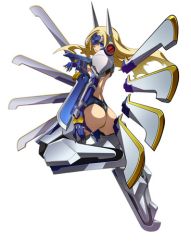 Rule 34 | 1girl, arc system works, ass, blazblue, blonde hair, blue eyes, long hair, lowres, mu-12, official art, solo