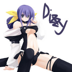 Rule 34 | arc system works, dizzy (guilty gear), guilty gear, long hair, purple hair, ribbon, simple background, solo, source, thighhighs, white background, yuuki eishi