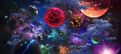 cloud commentary_request galaxy highres hoshimiya_aki no_humans original planet scenery space star_(sky)