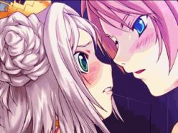 Rule 34 | animated, animated gif, blue eyes, blush, catue dragundaala, close-up, crown, green eyes, jindrack hemy, lowres, princess knight catue, qvga, silver hair