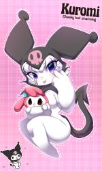 Rule 34 | breasts, furry, highres, kuromi, looking at viewer, my melody, onegai my melody, purple eyes, sanrio, skull, smile, tail