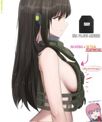 Rule 34 | 2girls, armor, arrow (symbol), artist name, black eyes, black hair, body armor, breasts, bulletproof vest, corrupted twitter file, dgkamikaze, from side, girls&#039; frontline, green hair, highres, inconvenient breasts, large breasts, long hair, looking to the side, m4a1 (girls&#039; frontline), m4a1 (mod3) (girls&#039; frontline), multicolored hair, multiple girls, naked plate carrier, no bra, no shirt, plate armor, bulletproof vest, sideboob, st ar-15 (girls&#039; frontline), st ar-15 (mod3) (girls&#039; frontline), streaked hair, upper body, white background
