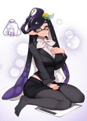 Rule 34 | 1girl, alternate costume, breasts, callie (splatoon), large breasts, little blood, office lady, solo, splatoon (series), splatoon 1