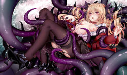 Rule 34 | 1girl, absurdres, anotoki ashi, ass, black legwear, copyright request, highres, monster, rape, restrained, spread legs, tentacles, tentacle pit, tentacle sex, tentacles, tentacles under clothes, torn clothes