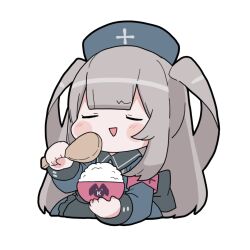 Rule 34 | 1girl, akichi 360, apron, armband, black apron, black dress, blunt bangs, blush, bowl, brown hair, chibi, closed eyes, collared dress, commentary request, cropped legs, dress, furrowed brow, hat, highres, holding, holding bowl, holding spoon, indie virtual youtuber, long hair, long sleeves, minai karte, nurse, nurse cap, open mouth, red armband, rice, rice bowl, shamoji, simple background, sleeve cuffs, smile, smug, solo, spoon, two side up, virtual youtuber, waist apron
