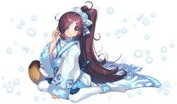 Rule 34 | 1girl, absurdly long hair, ainu clothes, amazuyu tatsuki, animal ears, aquaplus, arm up, blush, boots, breasts, coat, eyelashes, fingernails, from side, gradient eyes, gradient hair, hair between eyes, hair over one eye, hand on ground, high ponytail, highres, kuroma (utawarerumono: lost flag), long hair, long sleeves, looking at viewer, multicolored eyes, multicolored hair, official art, open mouth, playing with own hair, ponytail, purple eyes, purple hair, raised eyebrows, side ponytail, sidelocks, sitting, small breasts, snow, snowball, solo, swept bangs, transparent background, utawarerumono, utawarerumono: lost flag, very long hair, white legwear, wide sleeves, winter clothes, winter coat