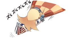 Rule 34 | 10s, 1girl, american flag legwear, blonde hair, chibi, comic, commentary request, crop top, dragging, elbow gloves, gloves, hat, ido (teketeke), iowa (kancolle), kantai collection, kotatsu, long hair, lying, on ground, on stomach, skirt, sleeveless, solo, table, thighhighs, translated, white background