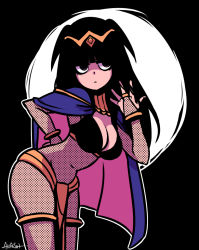 Rule 34 | 1girl, akairiot, bad id, bad tumblr id, blunt bangs, bodystocking, breasts, cape, cleavage, fire emblem, fire emblem awakening, hime cut, large breasts, nintendo, solo, tharja (fire emblem), tiara, two side up