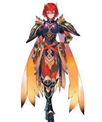 Rule 34 | 1girl, alternate costume, armor, armored boots, belt, bodysuit, bodysuit under clothes, boots, breastplate, closed mouth, feather trim, female focus, fire emblem, fire emblem: mystery of the emblem, fire emblem heroes, full body, gauntlets, hair ornament, highres, matching hair/eyes, minerva (fire emblem), nintendo, official art, red bodysuit, red eyes, red hair, shiny clothes, short hair, shoulder armor, skin tight, smile, solo, standing, transparent background