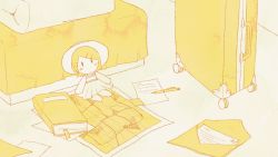 Rule 34 | bed, blush stickers, book, chibi, dress, eob, hair ornament, hairclip, hat, highres, kagamine rin, letter, luggage, map, monochrome, no humans, paper, pencil, rolling suitcase, short hair, sketch, sleeveless, sleeveless dress, stuffed toy, suitcase, sun hat, sundress, vocaloid, yellow theme, | |