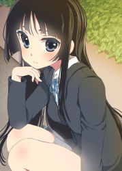 Rule 34 | 1girl, akiyama mio, black eyes, black hair, highres, k-on!, long hair, school uniform, smile, solo, suzune rai