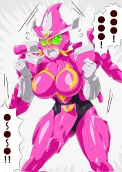 Rule 34 | 1girl, animification, arms up, blonde hair, breasts, colored skin, corrupted twitter file, dragon girl, green eyes, hat, highres, kikai sentai zenkaiger, letter, looking at another, looking back, mecha, mechanical wings, multiple views, no humans, otokamu, pink skin, robot, solo, speaking tube headset, super sentai, surprised, tokusatsu, wings, witch, witch hat, zenkai magine