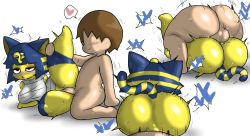 Rule 34 | 1boy, 1girl, animal crossing, animal ears, ankha (animal crossing), ass, bandages, breasts, brown hair, cat ears, cat tail, doggystyle, enigi09, furry, furry female, furry with non-furry, heart, hetero, highres, huge penis, interspecies, large breasts, leg grab, leg up, lying, lying on person, mating press, nintendo, penis, sex, sex from behind, short hair, simple background, smile, speech bubble, tail, testicles, vaginal, villager (animal crossing), white background